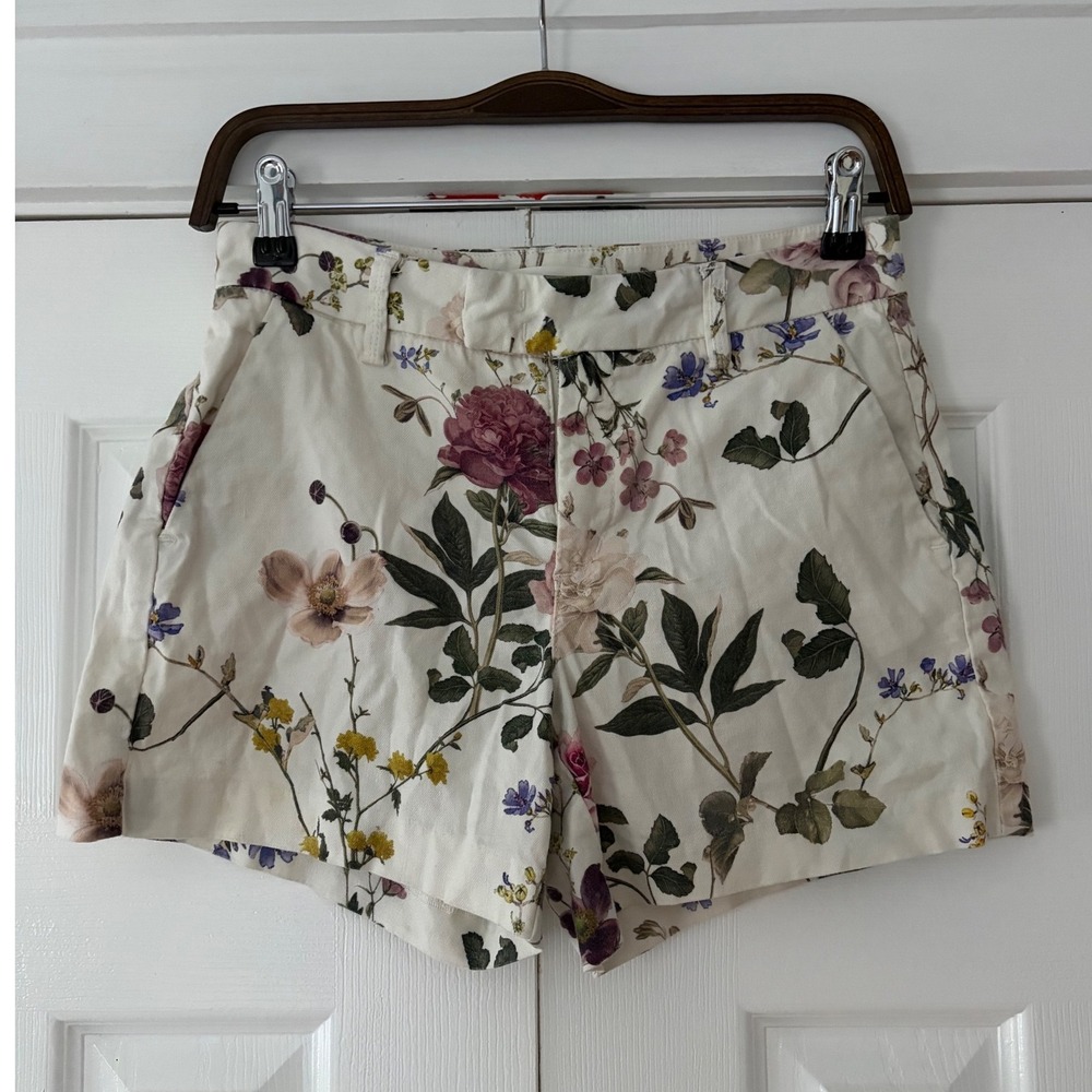 Level 99 Anthropology Hevgar Floral Linen Blend Ivory Botanical Print Size 26